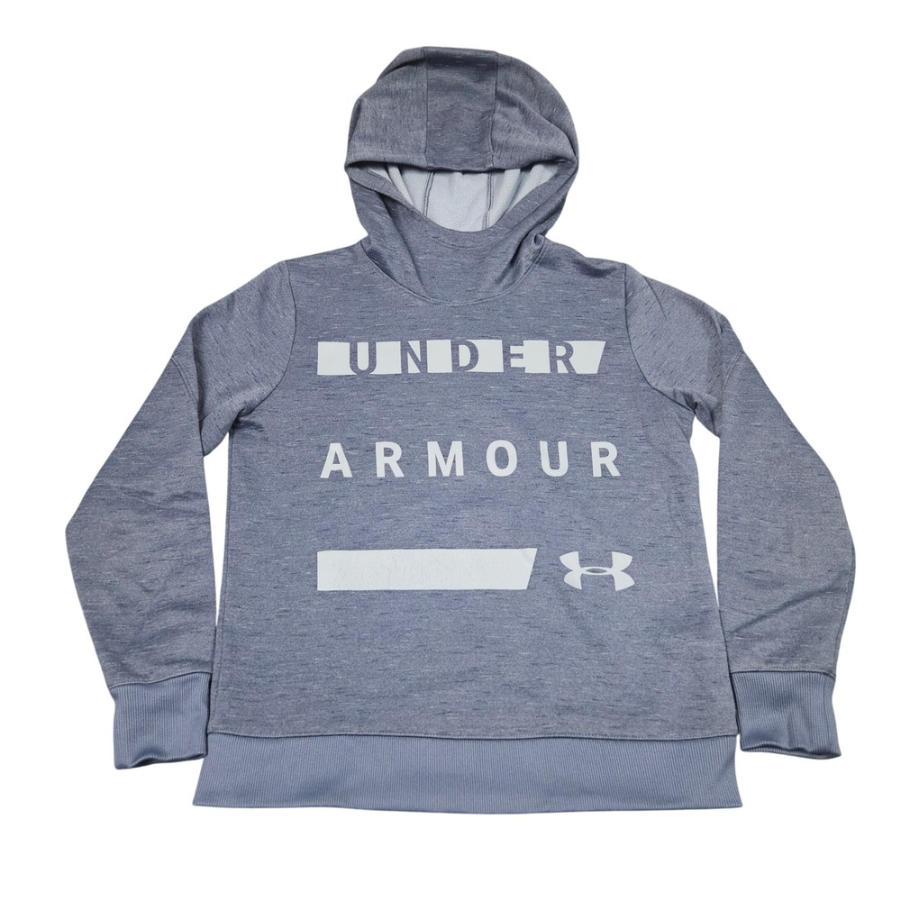 Under Armour Hoodie Small Blue Loose Coldgear Spelled Out Fleece Warm Cozy Comfy